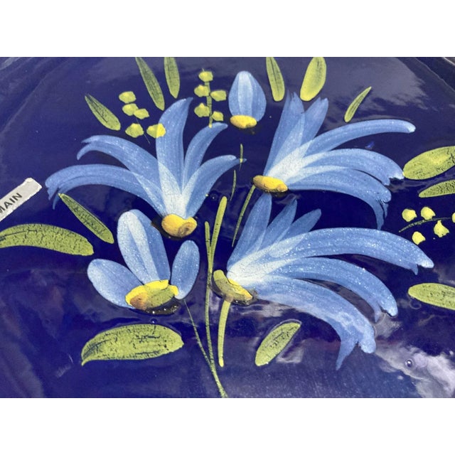 Mid 20th Century Vintage Cobalt Blue Ceramic Decorative Plate France 1960s For Sale - Image 5 of 12
