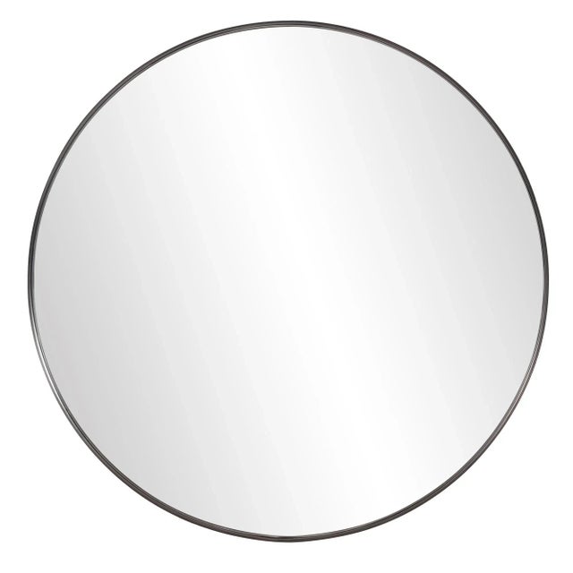 Metal Kenneth Ludwig Chicago Steele Black Round Mirror For Sale - Image 7 of 7