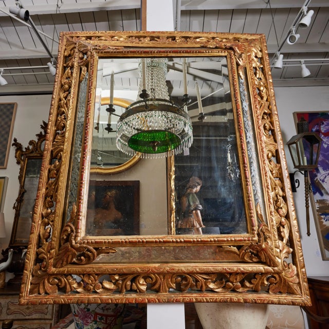 Italian Elaborate Gilded and Etched Stepped Mirror For Sale - Image 3 of 7
