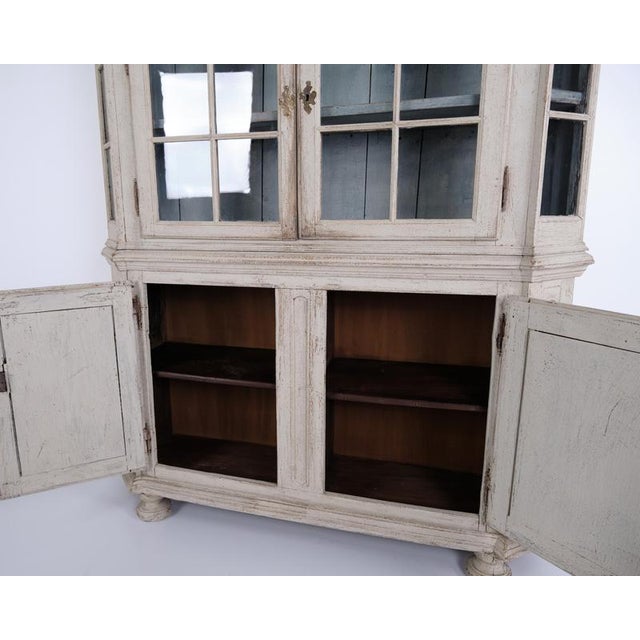 Antique German Painted Oak Display Cabinet with Glass Doors, 1790s For Sale - Image 11 of 17