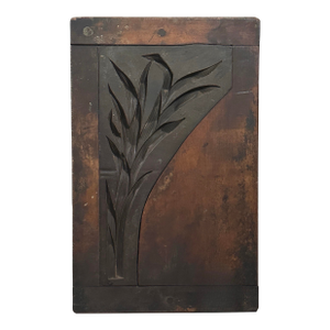 Antique 19th-Century Neoclassical Plaster Wood and Metal Mold – Botanical Motif