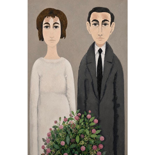 Marcello Boccacci - Modernist Young Lovers Portrait - 1960s Oil Panting For Sale - Image 4 of 13