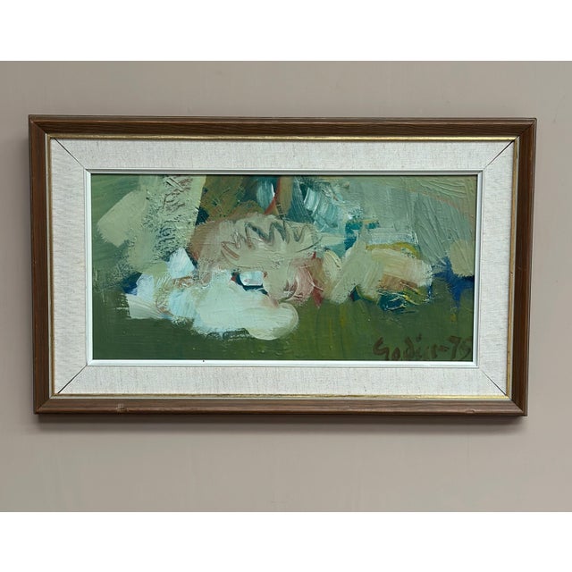 Ragnar Godin, Composition in Green, 1975, Oil on Panel, Framed For Sale - Image 12 of 16