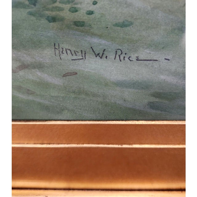 Original Signed Henry W. Rice Watercolor, circa 1895 “A New England Cabin in Spring” ... A luminous cottage garden...