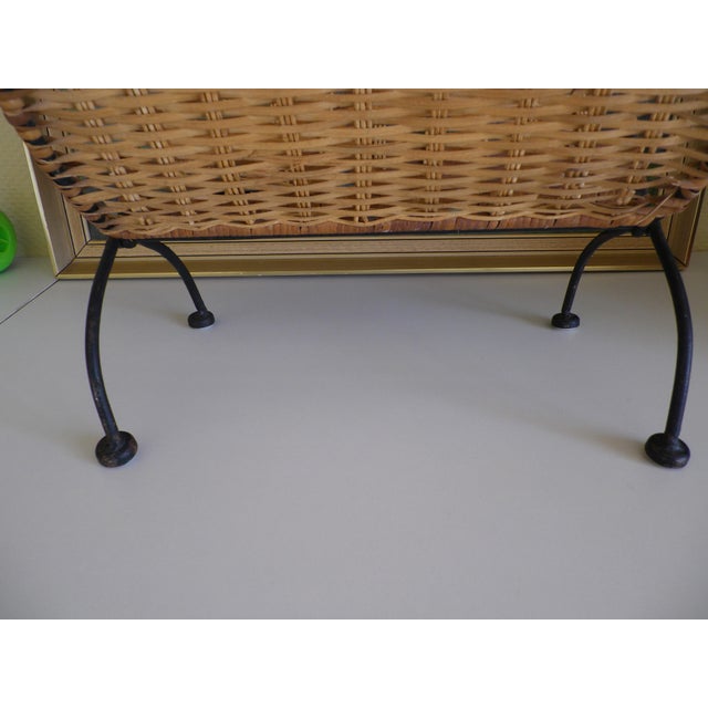Magazine Racks in Wrought Iron, Wicker and Twisted Wire, France, 1960s-1970s, Set of 2 For Sale - Image 8 of 18