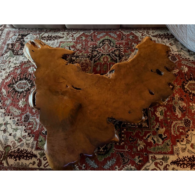 Mid-Century Modern 1960s Huge 64” X 64” Solid Redwood Coffee Table - Statement Piece For Sale - Image 3 of 4