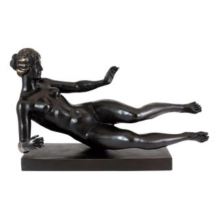 Art Deco Style Modern Sculpture, Patinated Bronze For Sale