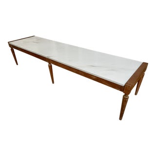 Mid 20th Century Long Rectangular Marble and Wood Coffee Table by Marden Mfg Chicago For Sale