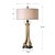 Astrength in desin and mateials this brushed brass muted finished metal accented with black/bronze orb at the top and...
