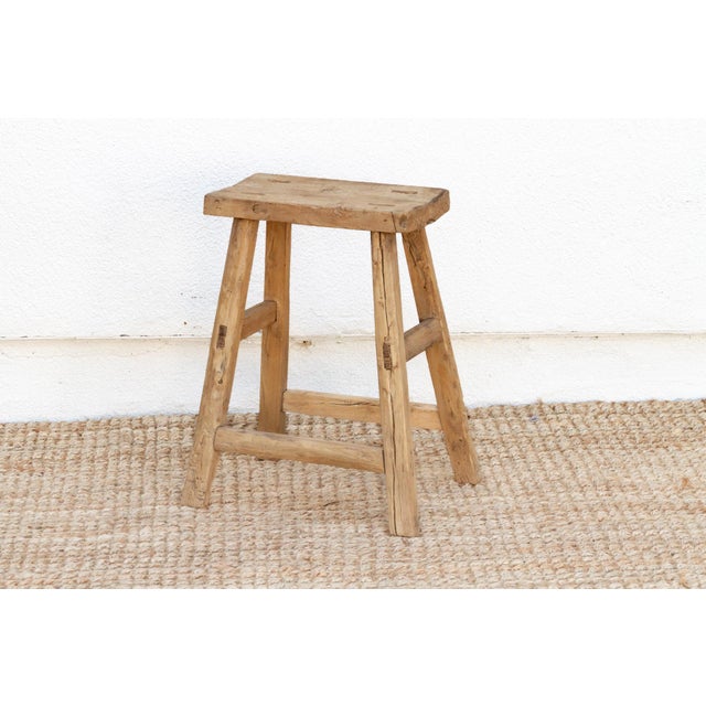 Farmhouse Antique Stretcher Base End Table For Sale - Image 3 of 7