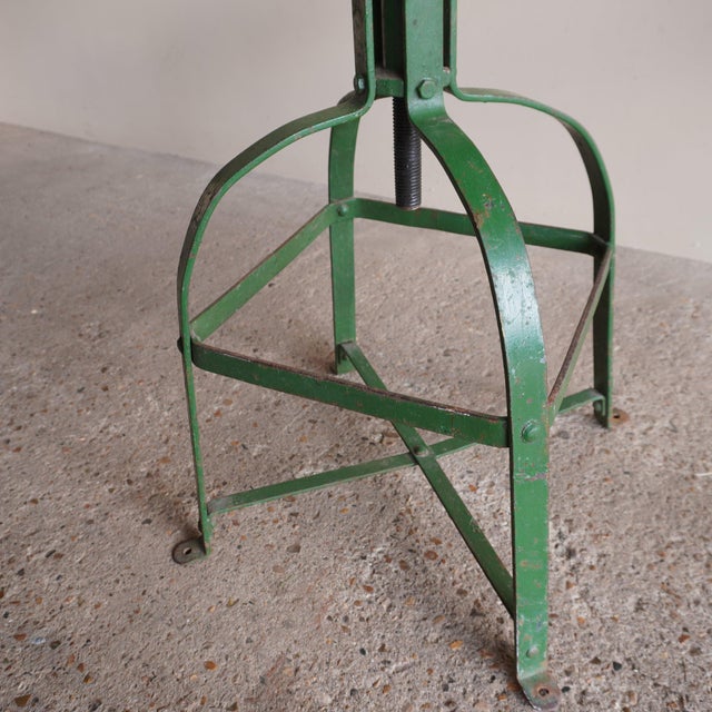 Industrial Green Stools, Set of 2 For Sale - Image 9 of 15