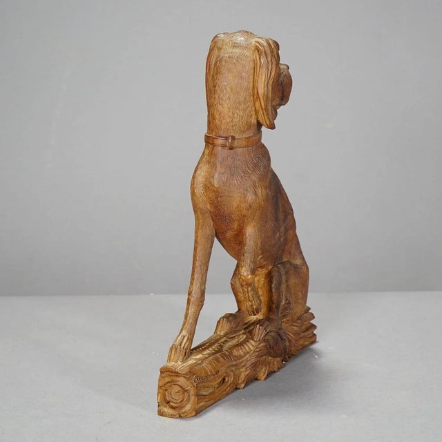 Carved Statue of a Staghound, 1920s For Sale - Image 4 of 6