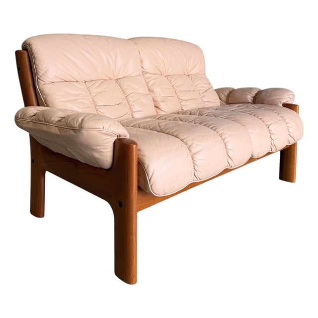 Vintage Ekornes Montana Leather and Teak Sofa For Sale