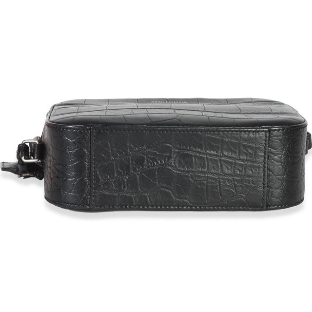 2010s Black Crocodile Embossed Calfskin Mini Camera Bag For Sale - Image 5 of 9