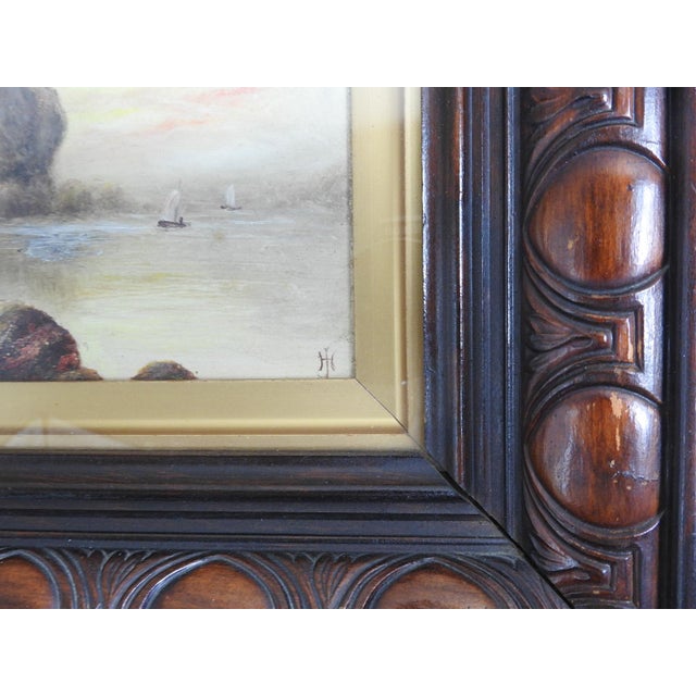 English 1911 Evening at Cornwall Rocky Coast Painting For Sale - Image 3 of 5