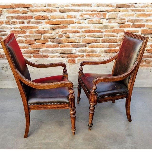 Brown 1960s Stunning Pair of Classic Leather Armchairs For Sale - Image 8 of 10