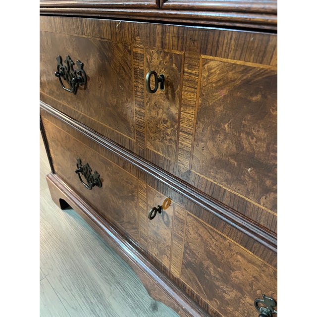 Mid 20th Century Queen Anne Style Burr Walnut Secretary Bookcase For Sale - Image 10 of 17