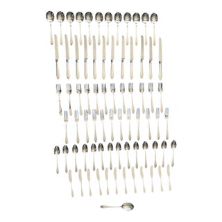 1910s Hollywood Regency Tiffany&Co. Faneuil Complete Set for 12 Sterling Silverware - 75 pcs For Sale