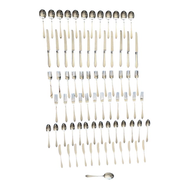 1910s Hollywood Regency Tiffany&Co. Faneuil Complete Set for 12 Sterling Silverware - 75 pcs For Sale