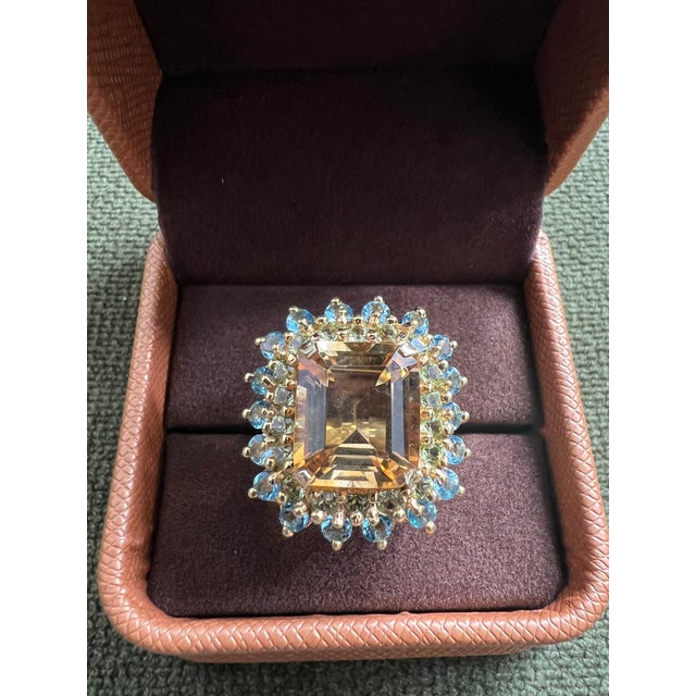 Bochic "Capri" Natural Citrine & Blue Topaz Ring Set In 18K Gold & Silver For Sale - Image 10 of 18