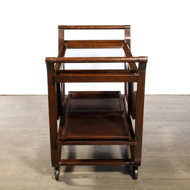 Edward Wormley Mid-Century Hand-Rubbed Walnut Drop Leaf Bar Cart by Edward Wormley for Dunbar For Sale - Image 4 of 12