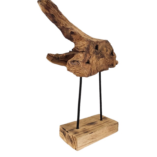 Early 21st Century Large Natural Driftwood Sculpture on Stand Organic Modern Art 19" For Sale - Image 5 of 11