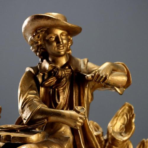 Gilt Antimony Table Clock For Sale - Image 3 of 13