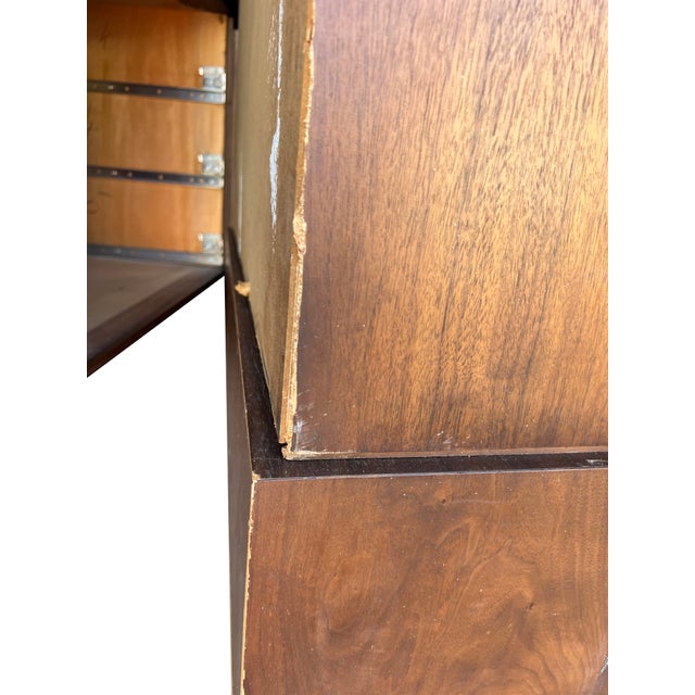 Wood Vintage Mid Century Modern Brutalist Tall Dresser Cabinet Highboy For Sale - Image 7 of 9