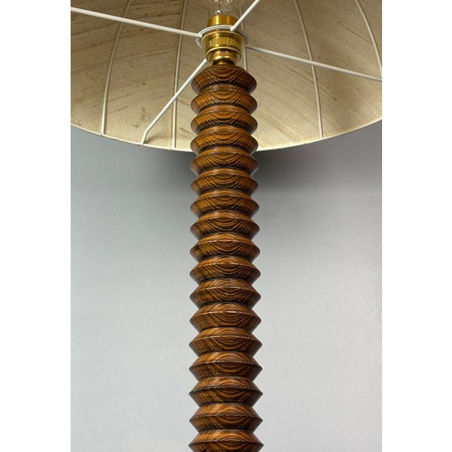 Wood Large Mid-Century Brutalist Wood Turned Mushroom Table Lamp, France, 1950s For Sale - Image 7 of 14