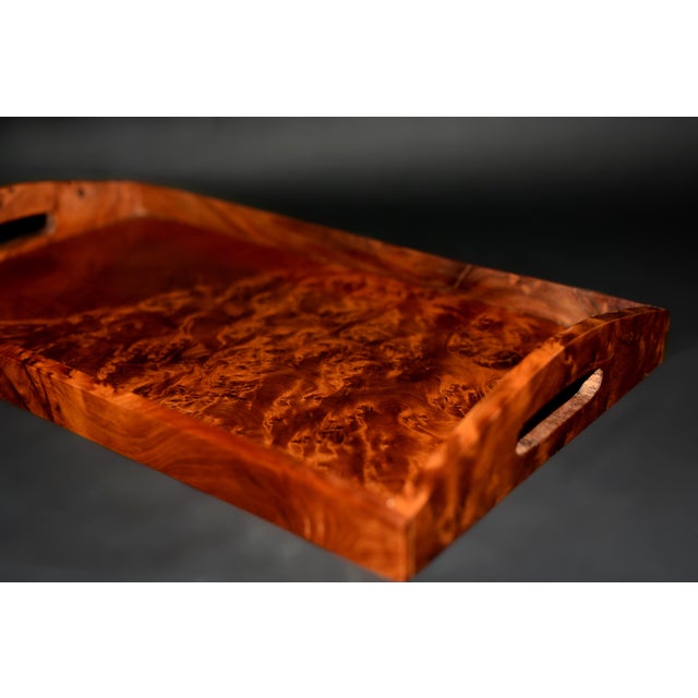 Rare Fragrant Thuya Exotic Wood Tray Large 15.5" Solid Wood For Sale - Image 12 of 18
