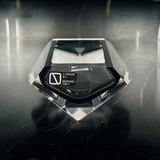 Ashtray or Catch-all in Murano Glass by Nason. Vetro Sommerso, Fantastic Dark Gray Color. Original Label 1960s, Made in...