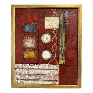 Original Abstract Textured Oil Painting by Alena Kalen "Cipher" Framed, Coa