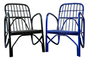 Vintage Blue Bamboo Chair