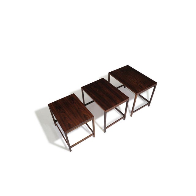 Mid-Century Modern Danish Modern Brazilian Rosewood Nesting Tables, Set of 3 For Sale - Image 3 of 11
