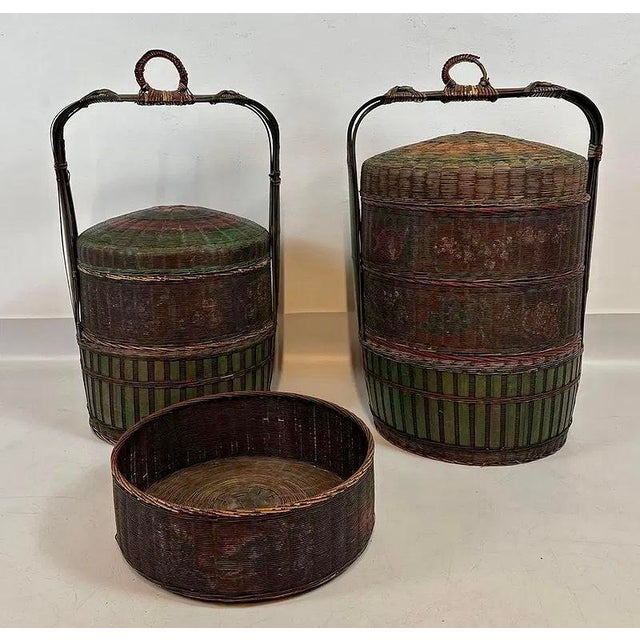 Early 20th Century Pair of Very Large Antique Chinese Wedding Baskets For Sale - Image 5 of 9
