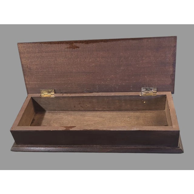 Early 20th Century Antique Hand Carved Figural Wood Glove Box Folk Art Primitive Signed For Sale - Image 10 of 10