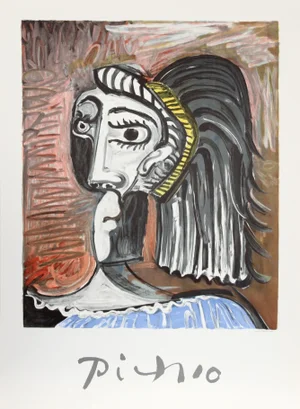 1980s "Tete de Femme" Lithograph After Pablo Picasso