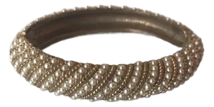 1960s Les Bernard Pearl and Gold Clamper Bracelet