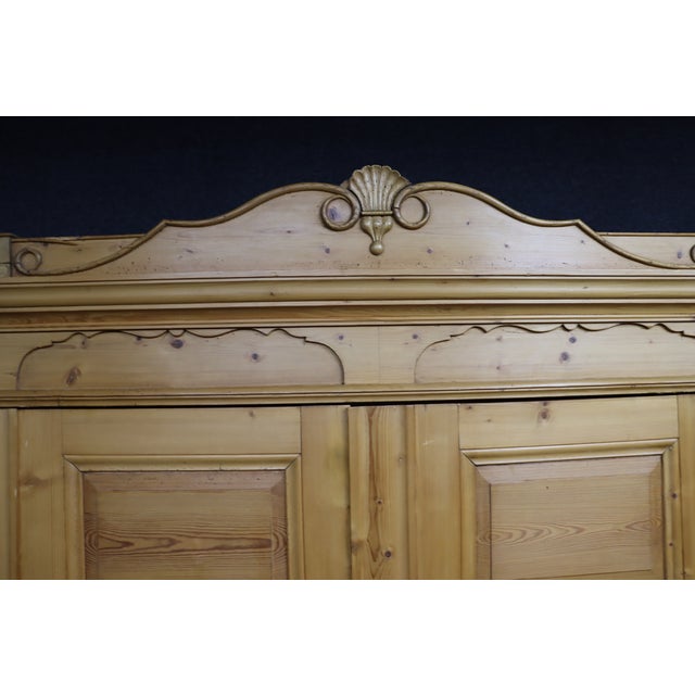 Antique Pine Armoire With Paneled Doors For Sale - Image 4 of 16