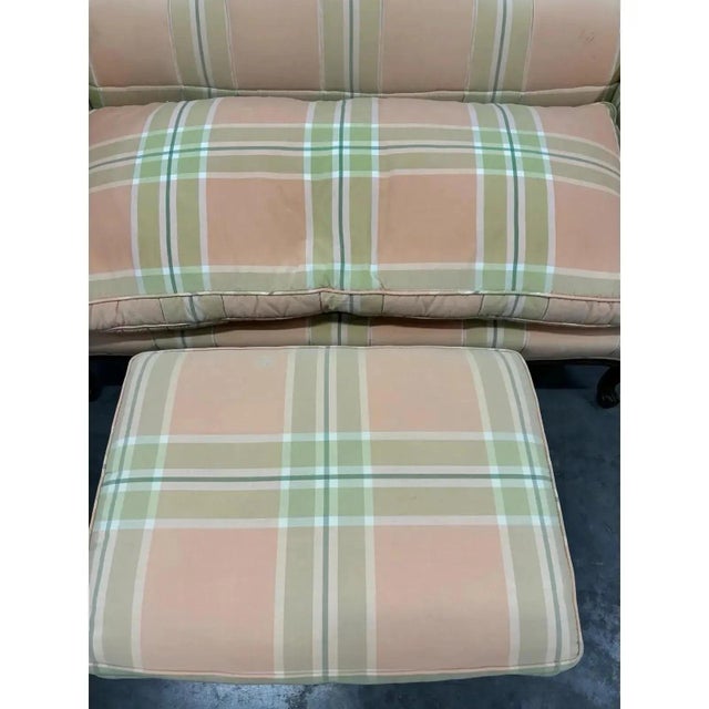 Peach Loveseat Settee & Ottoman Set by Baker Furniture For Sale - Image 8 of 12