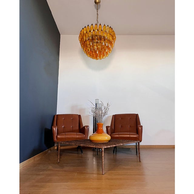 1990s Vintage Murano Glass Chandelier with 111 Amber Poliedri, 1990s For Sale - Image 5 of 18