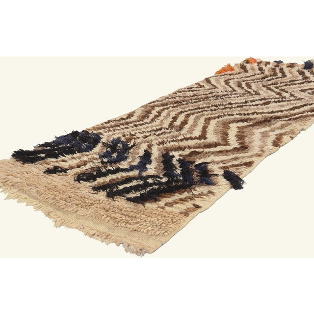 22087 Vintage Azilal Moroccan Rug, 02'04 x 06'02. The Mountain Current: A Vintage Azilal Moroccan Masterpiece of Enduring...