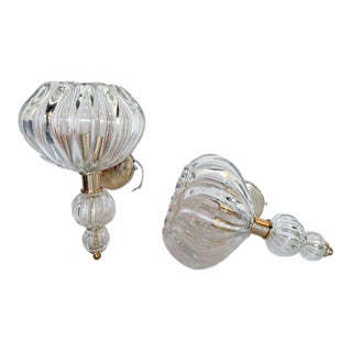 Art Deco Murano Glass Wall Sconces - a Pair For Sale