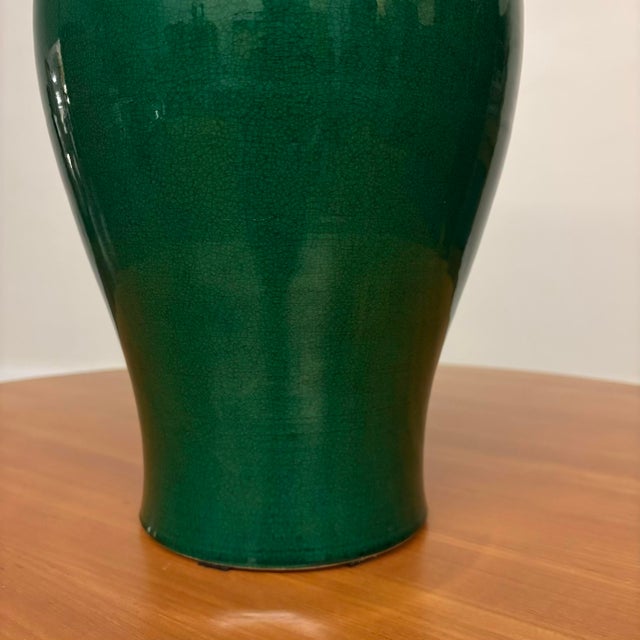 Vintage Green Crackle Glaze Meiping Vase For Sale In Seattle - Image 6 of 13