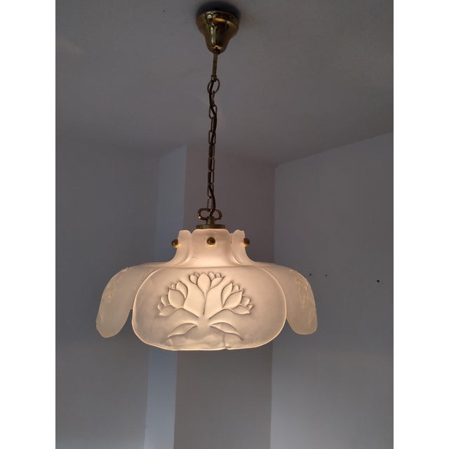 Mid-Century Modern Brass and Frosted Glass Pendant from Hillebrand Leuchten, Germany, 1970s For Sale - Image 15 of 18