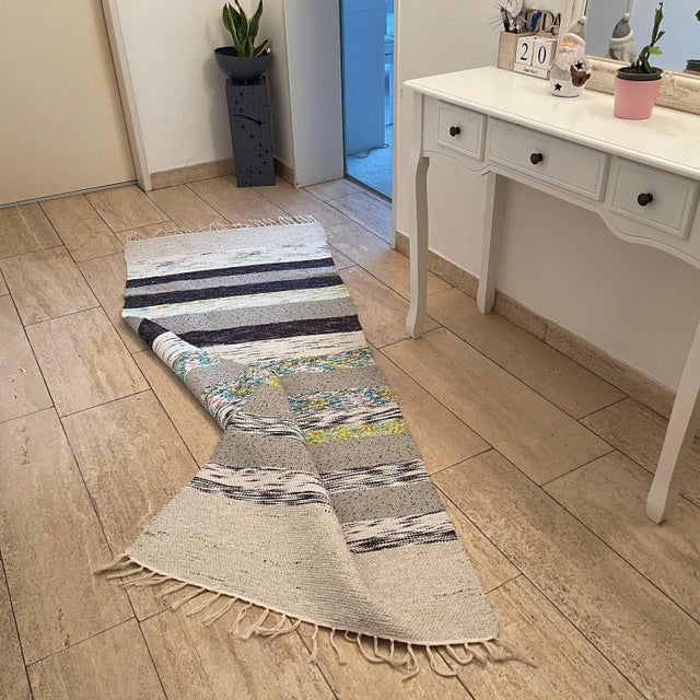 Gold Turkish Flat Weave Kilim Runner For Sale - Image 8 of 11