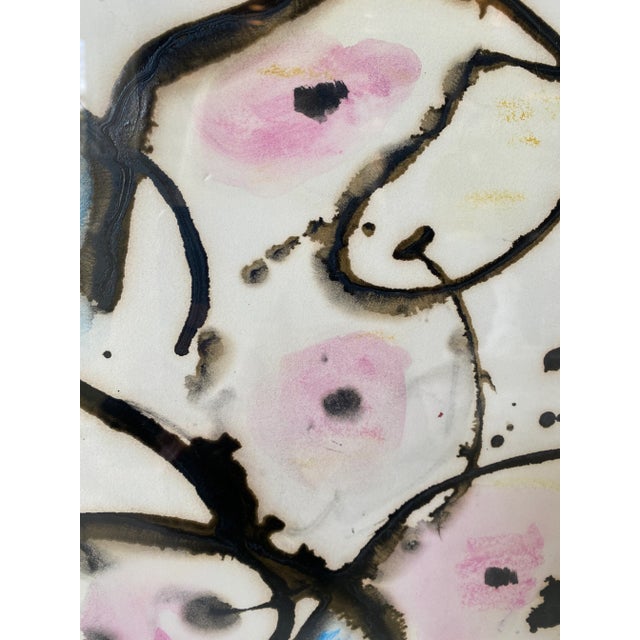 1971 Gerard Bouvier Framed Signed French Ink and Pastel Abstract Artwork For Sale In Los Angeles - Image 6 of 10