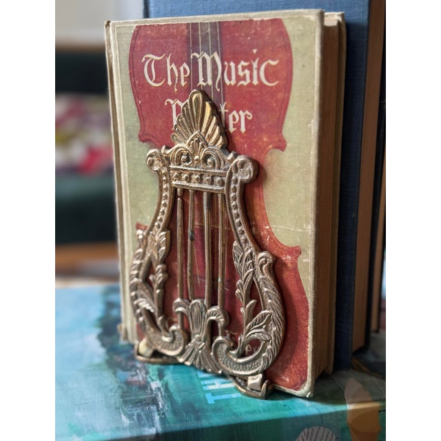 Late 20th Century Vintage Brass Musical Instrument - Harp- Bookends- Andrea by Sadek For Sale - Image 5 of 6