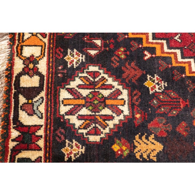 Vintage Hand-Knotted Persian Qashqai Rug 4'6" X 5'6" For Sale - Image 13 of 18