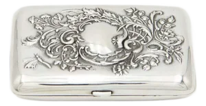 Rectangular Silver Cigarette Case with Relief